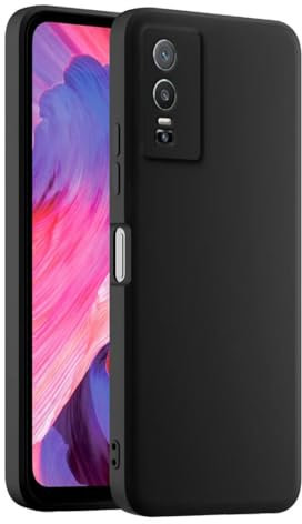 HULLIN Custodia per Telefono in Silicone Colorato, Adatta per vivo Y76 5G (6.58) - Nero