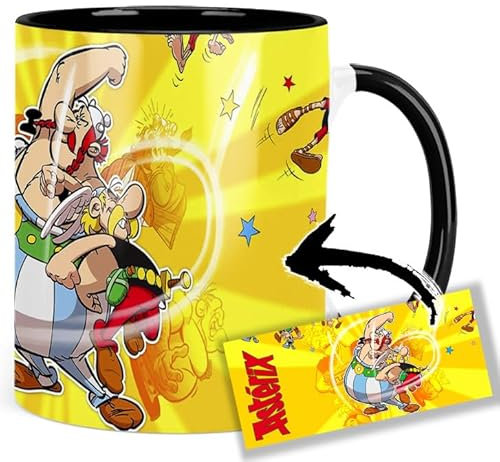 Asterix & Obelix B Tasse Innen & Henkel Schwarz Keramikbecher Mug