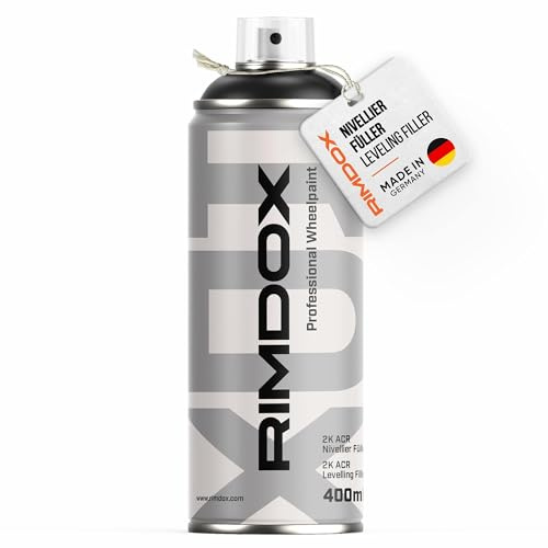 RIMDOX - 2K ACR Nivellier-Grundierfüller | Haftgrund auf Blech, Kunststoff, vorlackierten Flächen | für Lackierung von Rädern & Auto-Teilen | grau | 1x400ml Spraydose