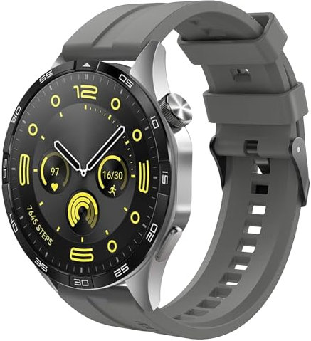 TiMOVO Bracelet de Montre Compatible avec Huawei Watch GT 4 46mm/GT3/GT3 Pro 46mm/Watch 4/4 Pro/3/3 Pro/GT 46mm/GT2/GT2 Pro/GT2e, Bracelets de Sport en Silicone Réglables, Gris