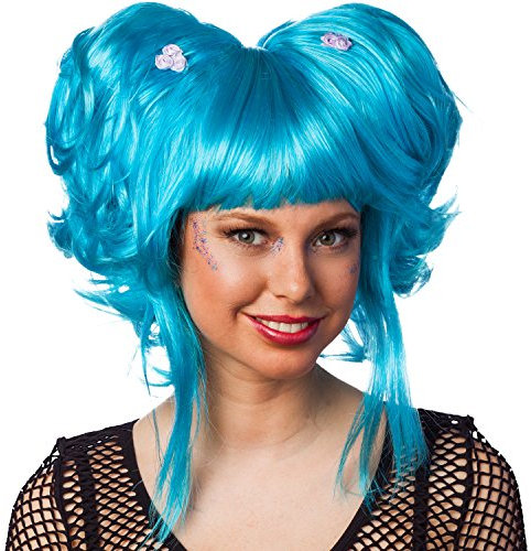 Manga Perücke Miyu Fantasy 26 cm lang türkis für Damen Kostüm-Zubehör Fasching Karneval Anime Cosplay