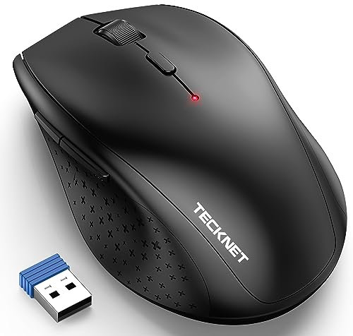 TECKNET Mouse Wireless, 4800 DPI Silenzioso Mouse Senza Fili Ergonomico, 2.4 GHz Ricevitore, 6 Pulsanti, 30 Mesi Durata Batteria, Compatibile con PC, Laptop, Mac, Chromebook