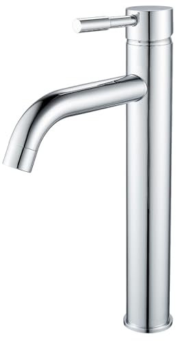 F-DEEN Rubinetto per Lavabo Alto, Miscelatore Monocomando per Lavabo in Bagno, Rubinetto da Bagno in Cromo, Ottone
