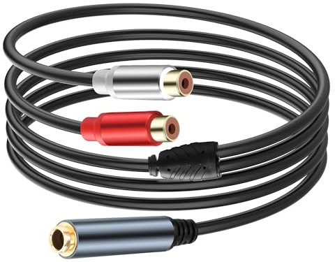 JSADZKJ Câble audio 6,35 mm vers 2 RCA femelle vers connecteur jack femelle 1/4 TRS femelle Câble de haut-parleur audio plaqué or 6,35 mm TRS stéréo vers 2 RCA phono 1,5 m