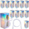 GORGECRAFT 10 boîte à Gobelets en Verre par Sublimation Coffrets Cadeaux de Noël en Carton Irisé avec Ruban en Organza de 20 mètres pour Gobelets 12oz 16oz et 20oz Emballage Cadeau de Thanksgiving