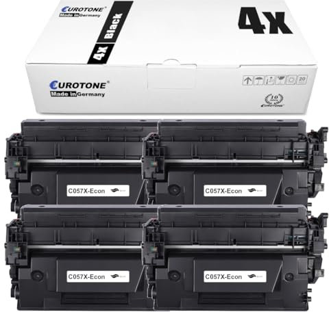 Eurotone Canon 057H mit Chip kompatibel für - Canon 057H 057HH CRG-057H Toner i-SENSYS MF443dw MF445dw LBP223dw LBP226dw LBP227dw LBP228dw MF448dw MF449dw Drucker (Schwarz,4er-Pack)