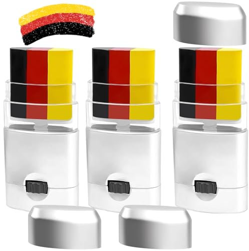 SANLIUSANJIU 3 Stück Schminkstift Fanartikel Deutschland, Deutsche Euro Fussball EM 2024 Fan Gesichtsfarben Set, Deutschland Fanartikel, Deutschland Schminkstift Fanartikel Schwarz Rot Gold