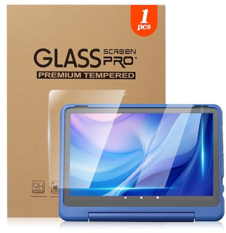 Fettwal 1 Stück Schutzfolie für Fire HD 10 Kids Pro Schutzfolie Displayschutzfolie aus Gehärtetem Glas, 9H Härte, Kratzfest, für HD 10/HD 10 Plus/HD 10 Kids/HD 10 Kids Pro (2023 10,1 Zoll)