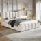 MOTIVENA Grand Bubble Bett 160x200, Polsterbett 160x200 Boucle, mit Bettkasten, mit Stauraum, mit Lattenrost, mit Kopfteil, Matratze H3, Weiß (Milch)