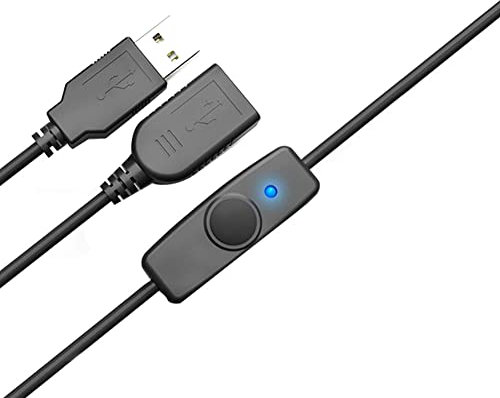 Tlily Cable de ExtensióN USB 2.0 de SincronizacióN de Datos Cable de ExtensióN USB con Interruptor de Encendido y Apagado Indicador LED para PC Laptop Ventilador USB LáMpara LED