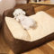 Hundebett Grosse Hunde Waschbar, Plüsch Hundekissen Flauschig, Hundecouch Mit Hohem Rand Und Rutschfestem Boden Für Große Hunde,Braun,XXL