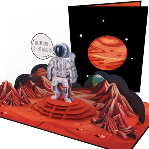 PopLife® Astronaut on Mars 3D Pop Up Karte - Glückwunsch Lustige Valentinstagskarte Happy Birthday Jubiläum Überraschung Just Because Muttertag Vatertag - für Ehemann, für Frau, für Sohn