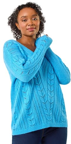 Roman Petite V-Neck Knit Jumper for Women UK - Ladies Everyday Autumn Winter V-Neckline Comfy Soft Evening Vacation Work Party Night Out