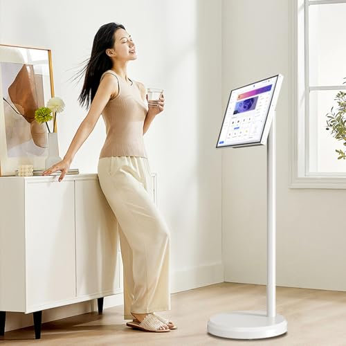 Televisor PortáTil Giratorio De 1080P + CáMara De 8 Mp + Rueda Universal Silenciosa, Monitor TáCtil PortáTil De 21,5 Pulgadas, 4 Gb De Ram + 64 Gb De Rom, Para Ver TelevisióN Y Jugar