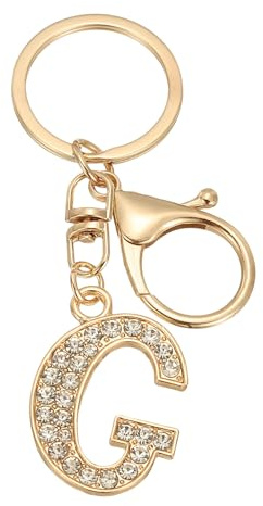 PATIKIL Porte-Clés de Lettre Initiale, Porte-Clef Femme Alphabet Pendentif Initiale Métal avec Cristal pour Cadeau Clés Sac à Main Sac à Dos Téléphone Portefeuille