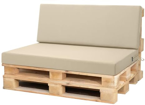 PRIMEPATIO Palettenkissen Outdoor 2er Set für Terrassenmöbel, Auflagen, Kissen & Polster, Wasserdicht und Farbecht, Ersatz für Palettensofa, Sitzkissen für Europaletten, Hof, Garten, Terrasse, Beige