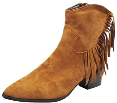 Generico Stivali Donna Invernali Eleganti, Stivali Corti Donna Comoda con Tacco, Boots Morbidi Stivaletti Antivento Vintage Stivali Texani Donna Casual Stivaletti Donna Motociclista