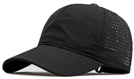 HIQIU Baseball Cap Herren Sommer Mesh Atmungsaktive Schnell Trocknend Basecap Damen Sommer Outdoor Sport Cap Verstellbar (DE/NL/SE/PL, Alphanumerisch, M, L, Schwarz)