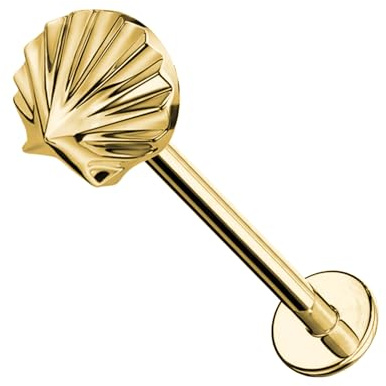 AWAKEN Lappen-Ohrringe Tier Borchies mit Kristallen Knorpel/Helix/Tragus in Chirurgenstahl 316L (Gold Shell)