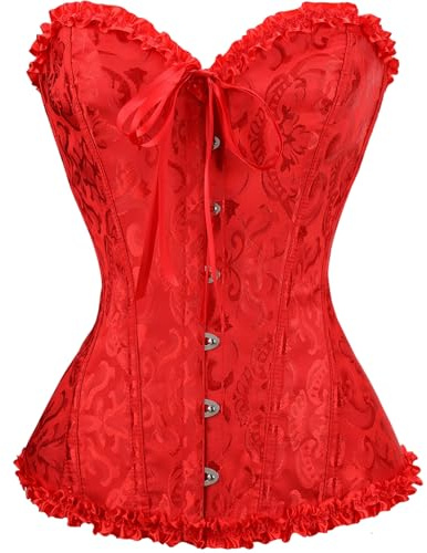 Demays Corset Tops for Women,Bustier Shapewear Lingerie,Lace Tied Renaissance Overbust Corset Push Up Bodysuit