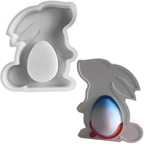 ALEFBET Silikonform Ostern, Silikonformen Gießformen Ostern, Silikon Gießform Ostern Kaninchen, Gipsformen zum Gießen, Epoxidharz Formen Ostern Kaninchen(Hase Osterei Geschenk A)