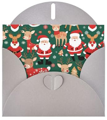 NNSOOD Grußkarte mit Weihnachtsmann- und Weihnachts-Hirschdruck, hochwertiges Perlglanz-Papier mit schillerndem Perlen-Effekt