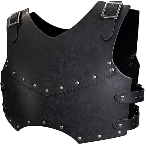 Herren Mittelalterlicher Brustschutz Leder Brustpanzer halber Brustschutz für Halloween Cosplay Party Bühnenaufführung für Halloween halbe Brust Schild