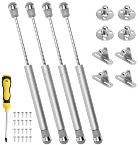 Lot de 4 Vérin à Gaz 200N / 20kg Verin Meuble Ressort Amortisseurs à Gaz avec Vis Verin Hydraulique Levage de Porte Armoire Cuisine Placard Penderie à Chambre Charniè