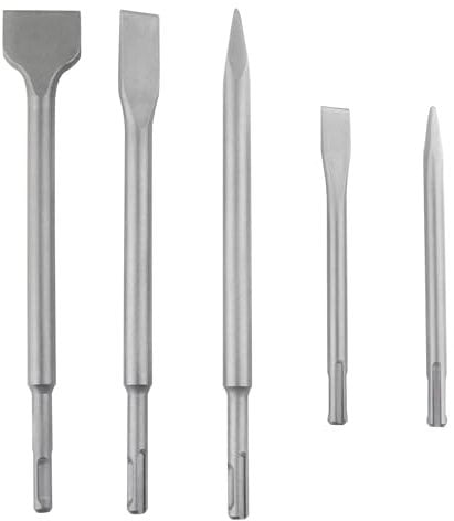 ONLISUM 5PCS SDS Plus Drill and Chisel Set,Hammer Drill Bit Set,Including Flat Chisel, Point Chisel for Ceramic and Floor Tiles, etc