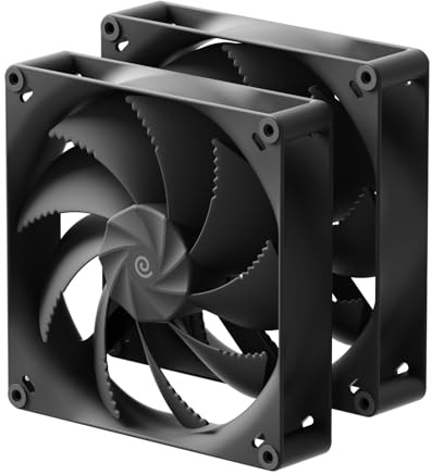 HAVN H18 Dual Pack 180mm High-Airflow PC Fans – Ultra-Thick 40mm Frame, 164.63CFM Airflow, FDB, Quiet 35dBA Operation, Loopin Daisy-Chain Cables – Black