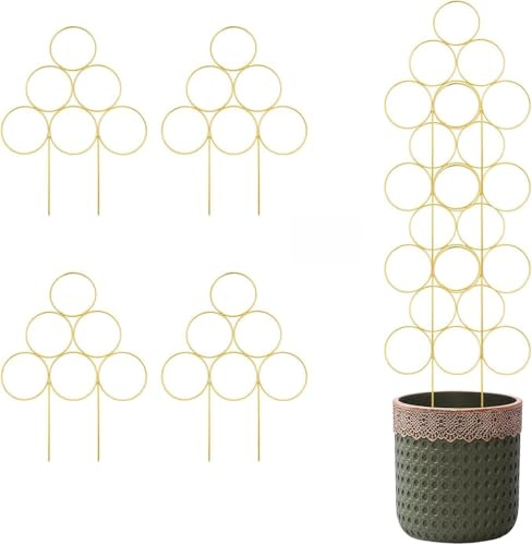 Rankgitter für Zimmerpflanzen, 40 cm, Metalldraht, stapelbar, für Topfpflanzen, kleine Gartenspalier für Kletterpflanzen, Monstera, Efeu, Pothos, Reben, 4 Stück