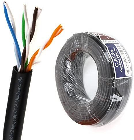 kenable External CAT5e-CCA Outdoor Ethernet Network Cable - 50m Black UTP Reel