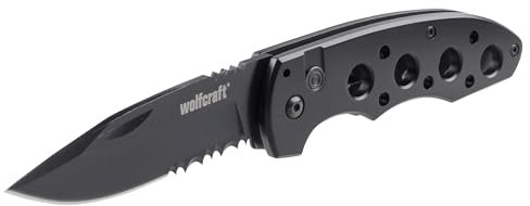 Wolfcraft Leisure Knife with Folding Blade I 4289000 I Versatile leisure knife for hobby and camping - 75 mm blade with serrated cutting edge