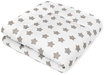 Swaddyl ® Baby Krabbeldecke Sterne Weiß - Kuscheldecke, Spieldecke, Laufgittereinlage 120x120 groß gepolstert (120x120)