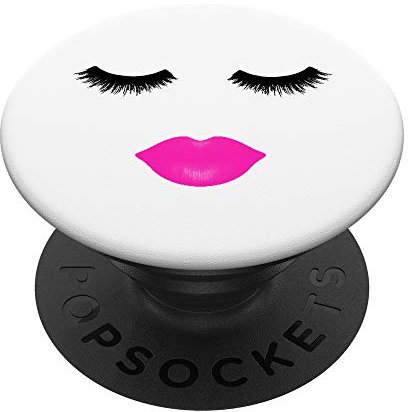 Rosa Lippen Wimpern Bilden Liebhaber Geschenk Lippenstift PopSockets PopGrip: Ausziehbarer Sockel und Griff für Handys/Tablets mit Tauschbarem Top