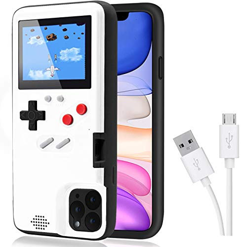 Dikkar Gameboy Retro Self Powered Protective Case for iPhone 11/12/Pro/MAX/12Mini/X/Xs/MAX/Xr/6s/7/8/Plus - 35 Little Games, Color Screen white