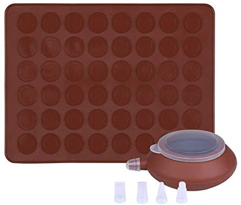 Macarons Back Matte Forma para macarons Macaron Molde Macarons Making Juego de 48 Capacidad macaron silicona Back Matte Mold Mode y decorar Pen antihielo Consejos con 5 boquillas para Hornear