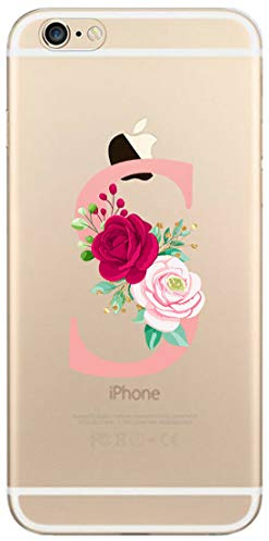 Mixroom - Schutzhülle Case aus weichem TPU Silikon mit transparentem Hintergrund für iPhone 6 Plus Muster Buchstabe S Rosa