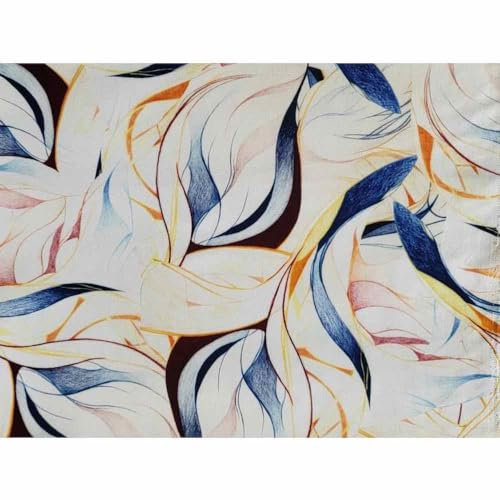 Viskose Stretch, Blumen Blau Gelb - als Meterware, 50 cm