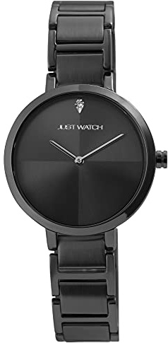 Just Watch Damen-Uhr JW297 Edelstahl Gliederband Faltschließe Strass JW10146 (anthrazit)