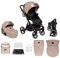 skiddoü 2in1 Oslo Buggy und Babywanne multifunktional Kinderwagen, klappbares Gestell, regulierbar, stoßgedämpfte Räder Moskitonetz Fußschutz Regenschutzfolie Tasche beige