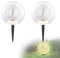 bmf-versand® Lot de 2 lampes solaires d'extérieur sphériques debout - Lampe solaire de jardin 15 cm - Lampe d'extérieur LED - Lampe solaire d'extérieur IP 44 - Interrupteur en verre craquelé