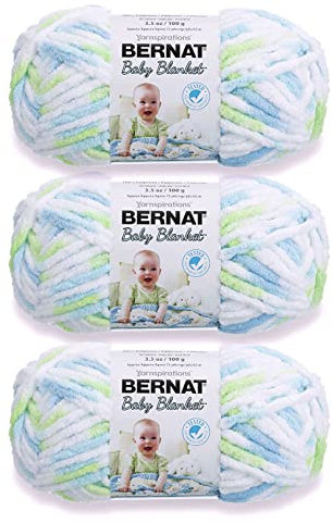 Bernat Babydecke, lustige Drucke, Garn, 3 Packungen mit 100 g, Polyester, 6 super sperrig, 72 m, zum Stricken/Häkeln