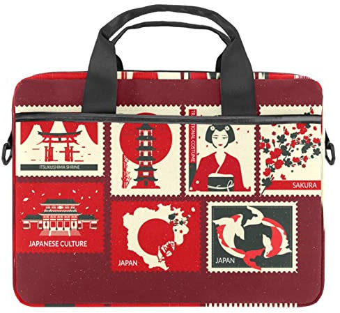 Japanese Stamps Laptop Shoulder Messenger Bag Crossbody Briefcase Messenger Sleeve for 13 13.3 14.5 Inch Laptop Tablet Protect Tote Bag Case