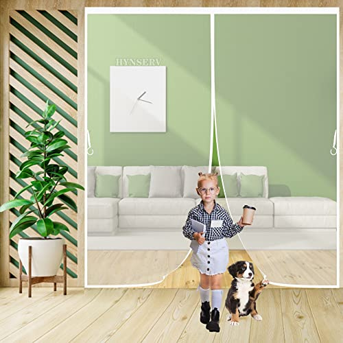 Moustiquaire Porte Magnétique 120x220cm Rideau Anti Mouche Porte Moustiquaire sur Mesure de Porte Rideau Anti Mouche pour Baie Vitree Fenetre Coulissante Blanc