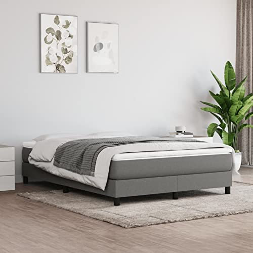 Tidyard Boxspringbett mit Matratze Gästebett Jugendbett Bettrahmen Polsterbett Hotelbett Schlafzimmerbett Bett Designerbett Doppelbett/Einzelbett Dunkelgrau 140x200 cm Stoff