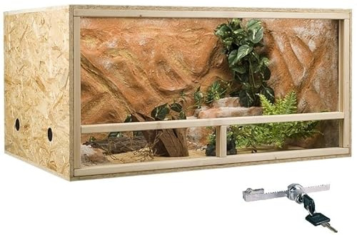 GECKOX OSB Terrarium, Holzterrarium 120x60x60 cm mit Seitenbelüftung, Zierleistenset:ohne Zierleistenset, Sicherheitspaket:mit Sicherheitspaket