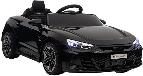 HOMCOM Audi RS e-tron GT Licensed Electric Car for Kids, 12V Battery Powered Electric Ride on Toy with Remote Control Music, Suspension Wheels, Soft Start, for 3-5 years, Black