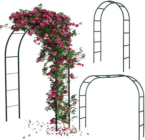 Gisafai 3 Stück Metall-Gartenbogen-Spalier, Hochzeitsbögen, Pergola-Laube, 2-Wege-Montage, langlebiges Hochzeitsspalier, Torbogen für Kletterpflanzen, Outdoor, Brautparty, Party-Dekoration
