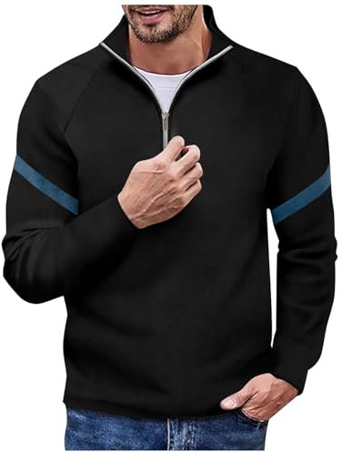 KONG JIMFAN Pullover Herren Schal Imkerjacke Hoodie Übergrößen Herren Y2k Hoodie Shirt Pullover Ohne Kapuze Hoodie Ärmellos Herren Weihnachtsshirts Schwarzer Zip Hoodie(Schwarz,L)